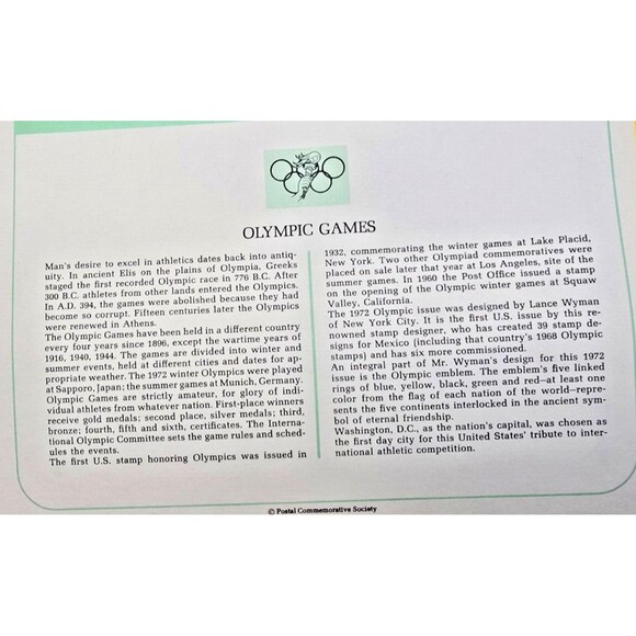 Olympic Games Commemoratives - US Over Size Envelop Aug 1972 First Day Cover - Picture 2 of 3